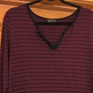 Papermoon Purple and Black Striped Long Sleeve Tee